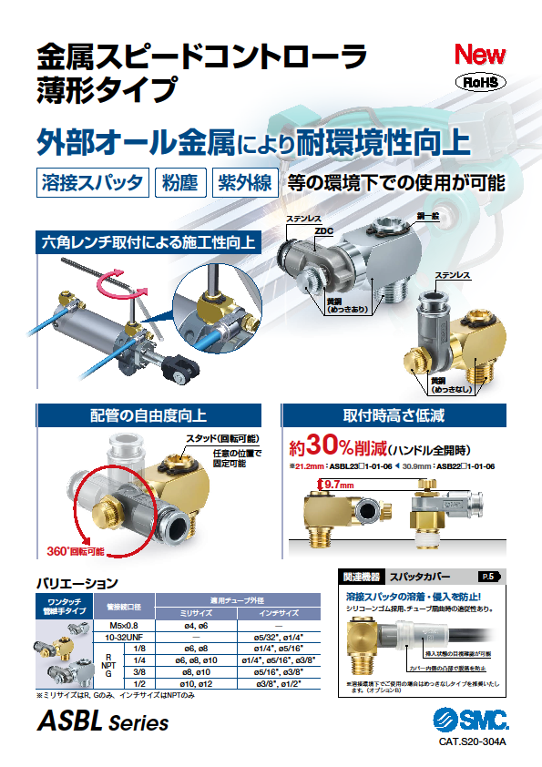 SMC　金属スピードコントローラ薄形タイプASBL